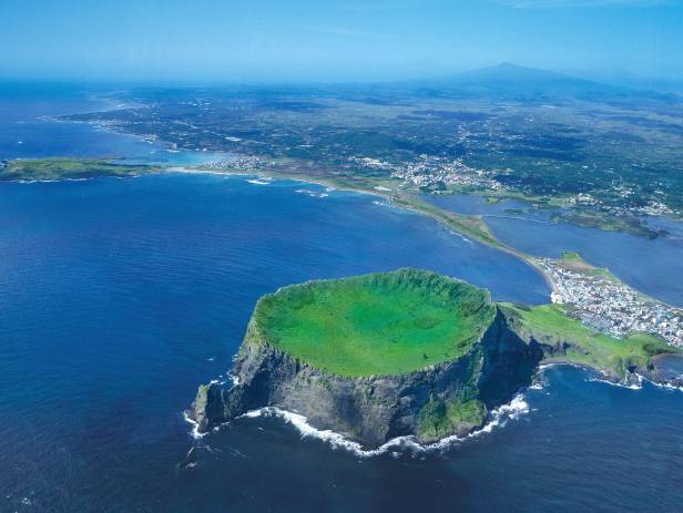 View of Jeju Island, stretching out in to the water