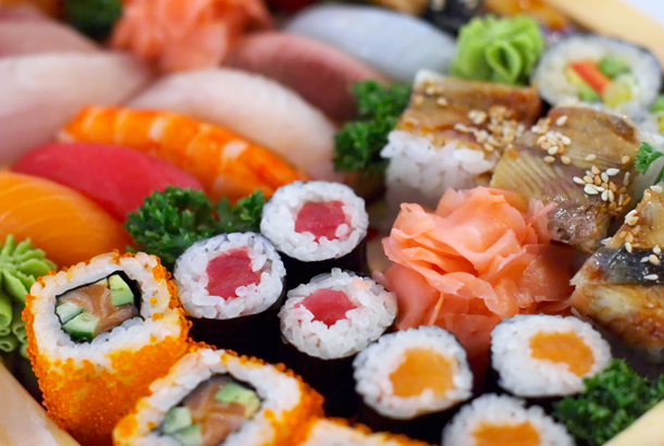 a selection of sushi