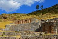 The terraced walls of the Inca baths at Tambo Machay north of Cuzco
