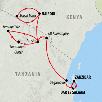 Masai Mara & Tanzania Explorer (Accommodated) - 13 days map