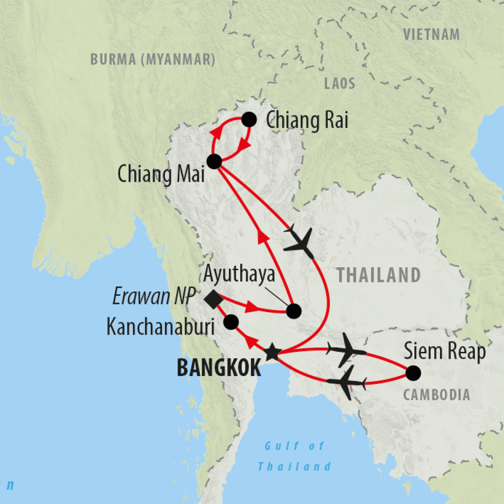 Thailand & Angkor Temples - 13 days map
