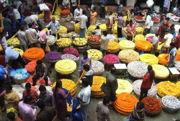 The Mysore flower market in Mysore - South India