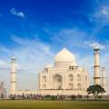 The Taj Mahal reflected in the water in Agra