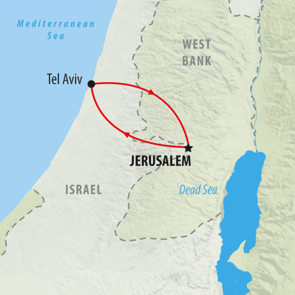 Tel Aviv & Jerusalem - 4 days map