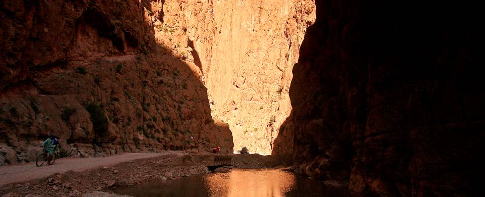 The rocky sides of the cliffs in Todra Gorge