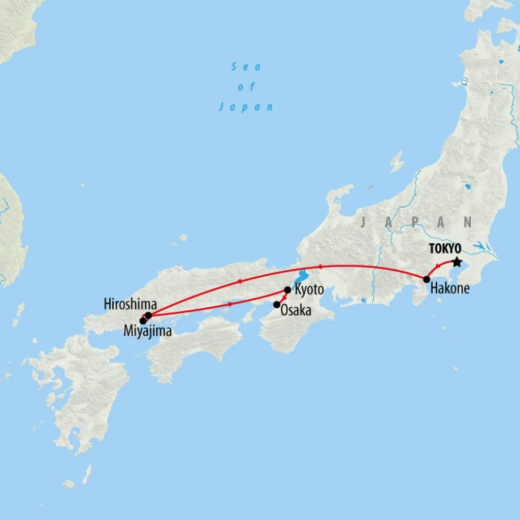 Tokyo to Osaka Family Adventure - 12 Days map