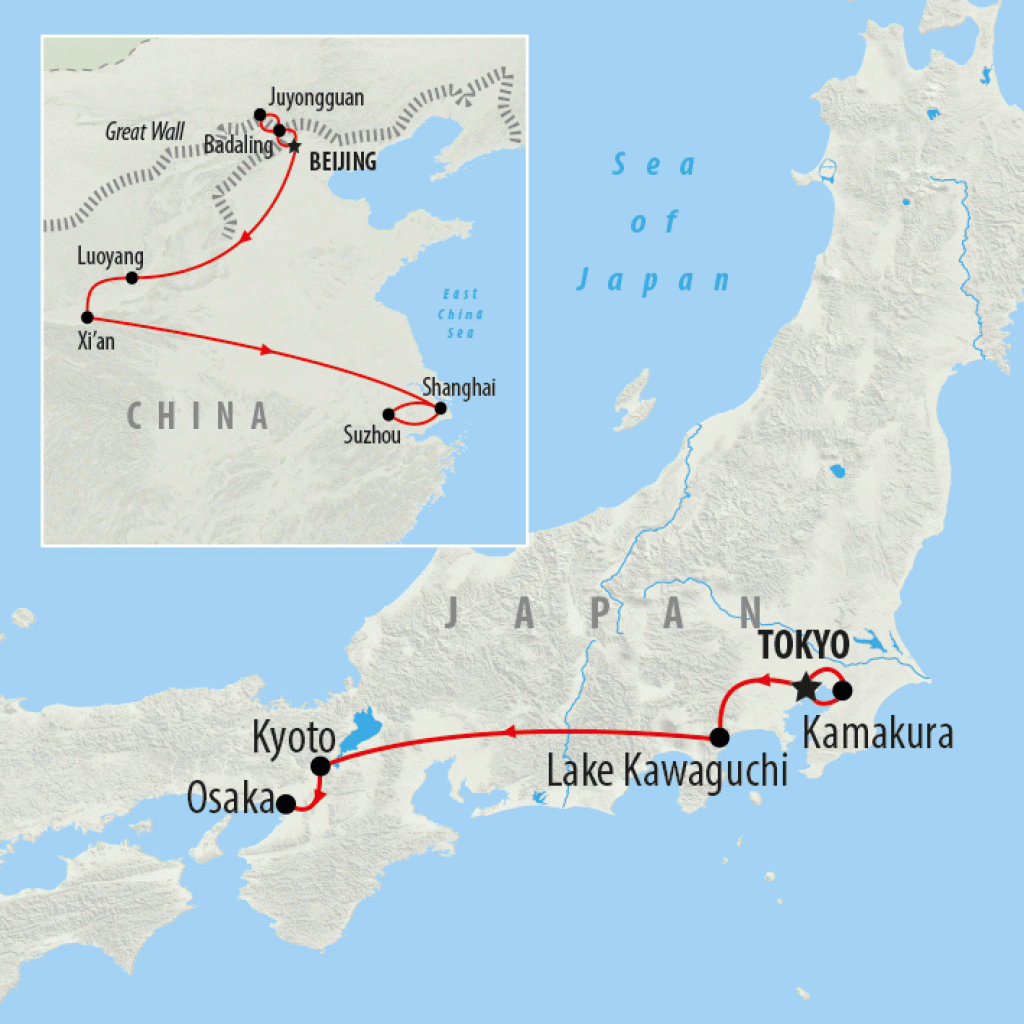 Tokyo to Shanghai - 18 Days map