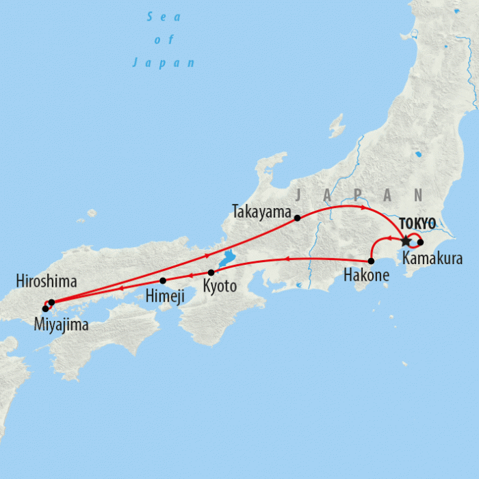 tourhub | On The Go Tours | Tokyo to Takayama - 13 days | Tour Map