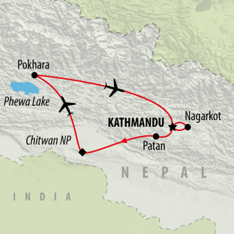 Treasures of Nepal - 9 days map