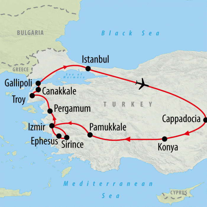 tourhub | On The Go Tours | Treasures of Turkey - 11 days | Tour Map