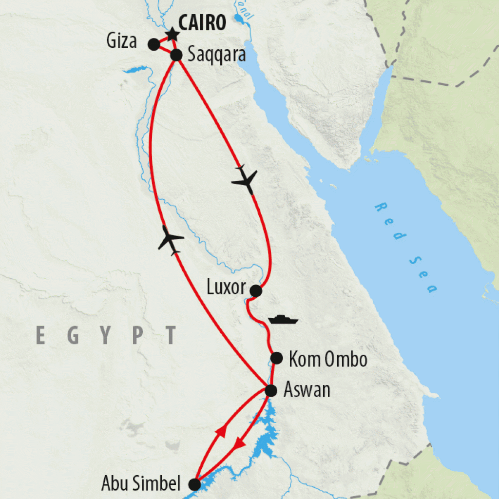 Treasures of the Nile Abu Simbel Festival - 10 days map