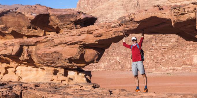 Solo traveller on rocks | Jordan