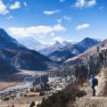 View of the Annapurna mountains in the Himalayas