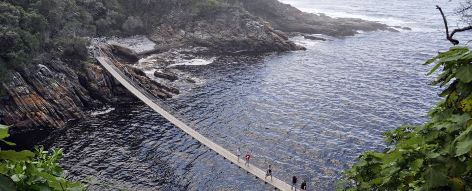 Suspension bridge over Storm River Mouth at Tsitsikamma National Park