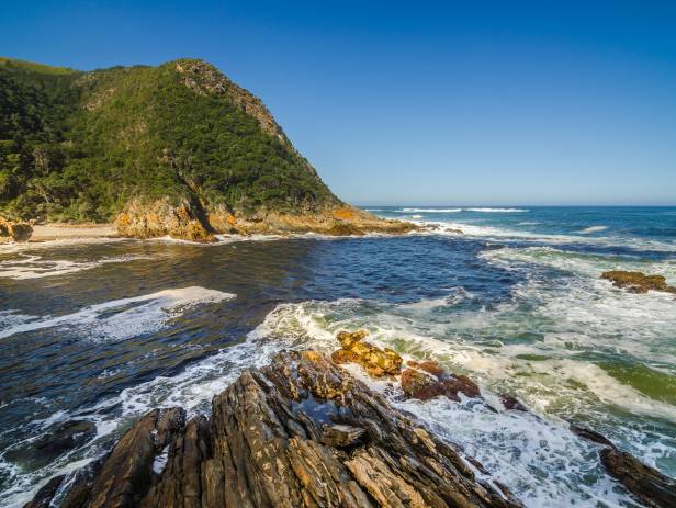 Suspension bridge over Storm River Mouth at Tsitsikamma National Park