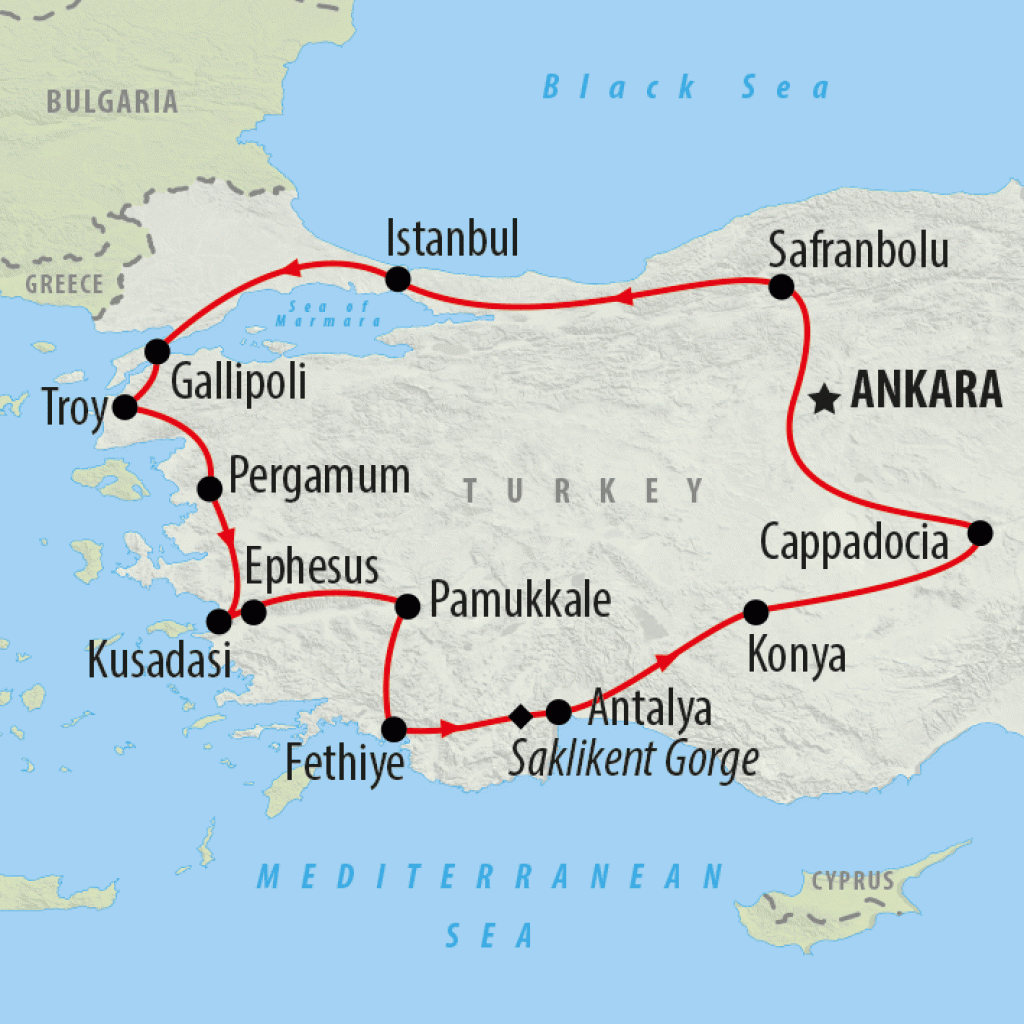 Turkey Discovered - 14 Days map