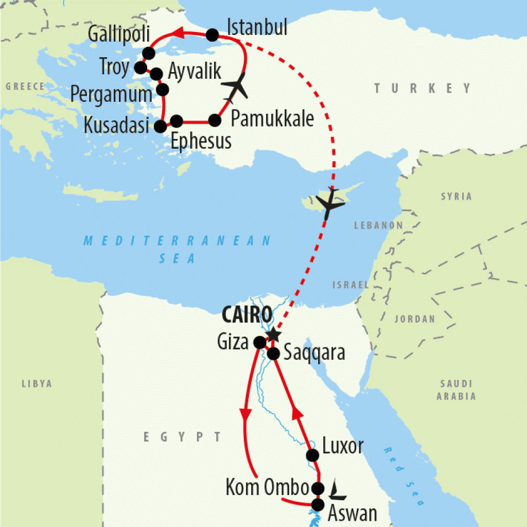 Turkey & Tutankhamun - 16 days map