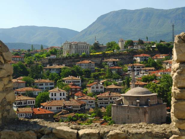 White washed houses with terracotta roofs in Safranbolu