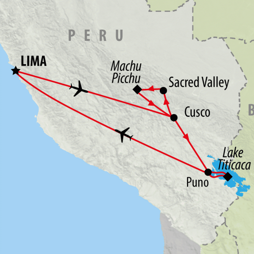 Highlights of Peru - 10 Days map