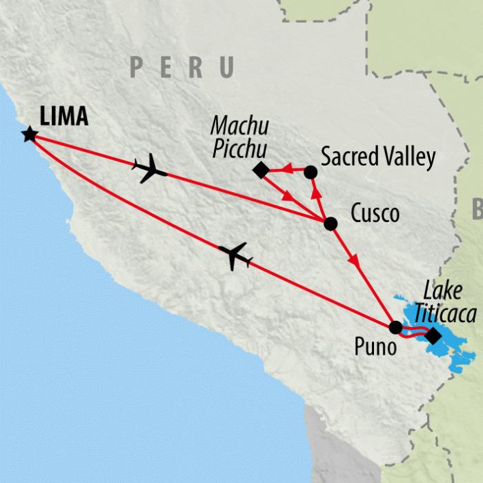 tourhub | On The Go Tours | Highlights of Peru - 10 Days | Tour Map