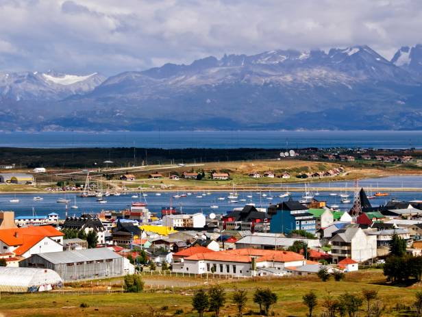 Stunning sunset, painting the sky pink and purple in Ushuaia at the end of the earth