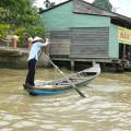 Boat making its way along the Mekong Delta near Can Tho