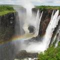 Aerial view of the dazzling blue water of Victoria Falls