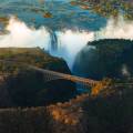 Aerial view of the dazzling blue water of Victoria Falls
