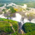 Aerial view of the dazzling blue water of Victoria Falls