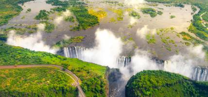 Victoria Falls from above Zambia and Zimbabwe