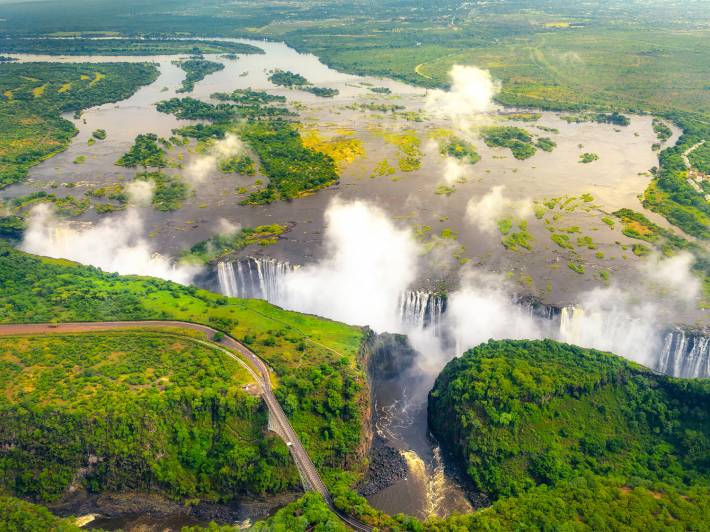 Victoria Falls from above Zambia and Zimbabwe