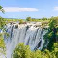 Aerial view of the dazzling blue water of Victoria Falls