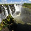 Aerial view of the dazzling blue water of Victoria Falls