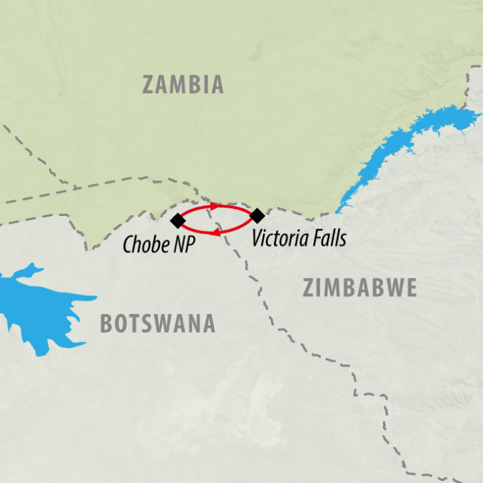 tourhub | On The Go Tours | Victoria Falls & Chobe - 4 days | Tour Map