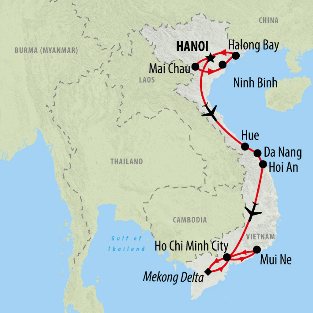 Vietnam Encompassed - 16 days map