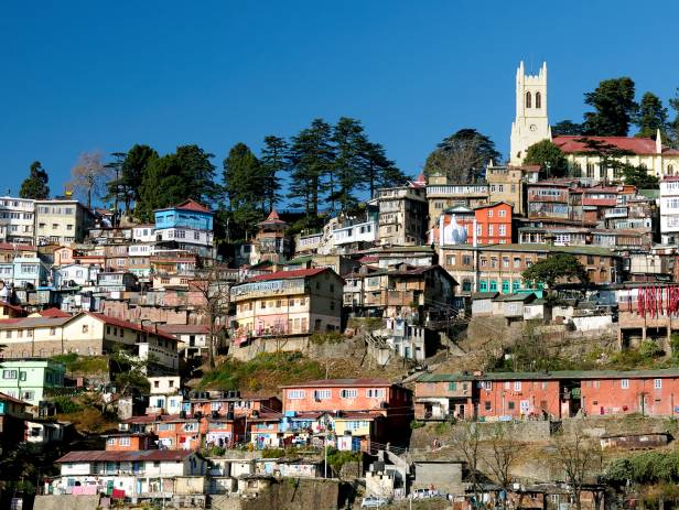 Houses in the side of the cliff in Shimla