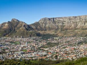 View of the Table Mountain, Devil's Peak and Cape Town, South Africa