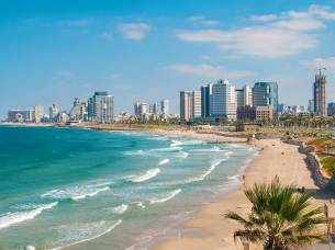 View of the waterfront and beaches of Tel Aviv, Israel