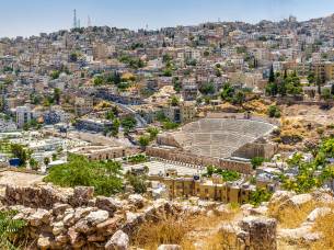 View on Roman Theater and city of Amman, Jordan