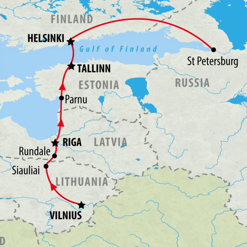 Vilnius to St Petersburg - 13 days map