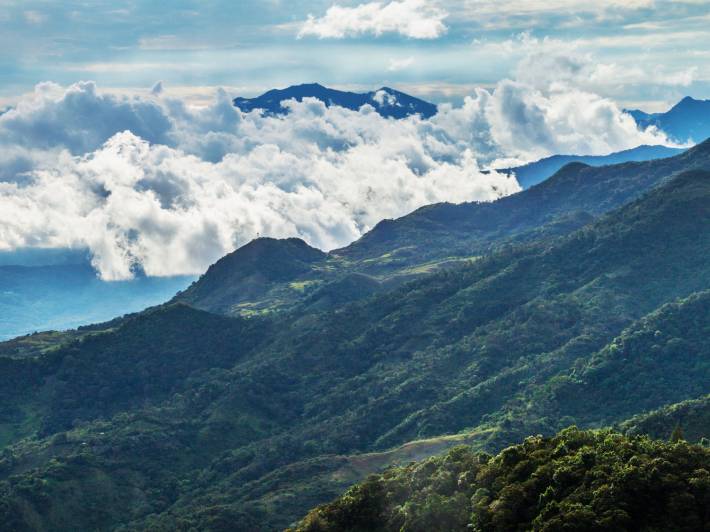 Viw of mountains in Panama, with Volcan Baru in the background