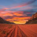 Sunset painting the sand of Wadi Rum a vivd pink