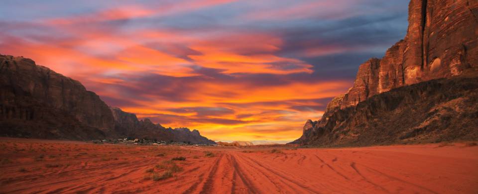 Sunset painting the sand of Wadi Rum a vivd pink