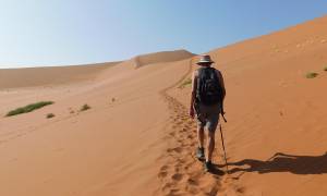 Walking up Big Daddy dune in the Namib Desert - Namibia- On The Go Tours