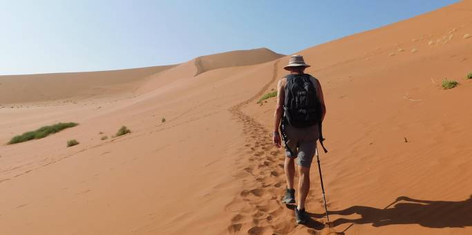 Walking up Big Daddy sand dune in the Namib Naukluft desert | Namibia | On The Go Tours