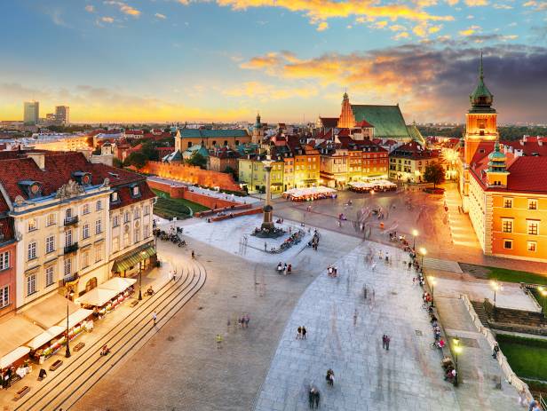 Vilnius skyline with hot air balloons