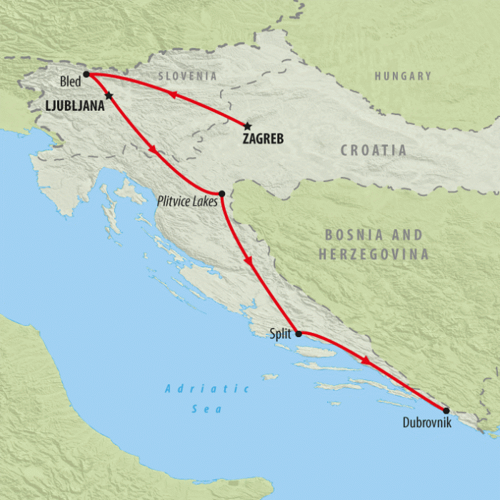 tourhub | On The Go Tours | Western Balkans Discovery - 7 days | Tour Map