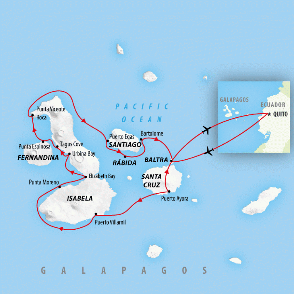 Western Galapagos Explorer - 10 days map