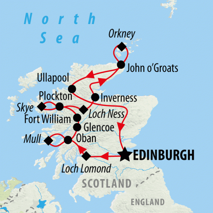 tourhub | On The Go Tours | Western Isles & Orkney (Hotel) - 9 days | Tour Map