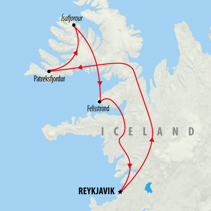 tourhub | On The Go Tours | Westfjords of Iceland - 8 days | Tour Map